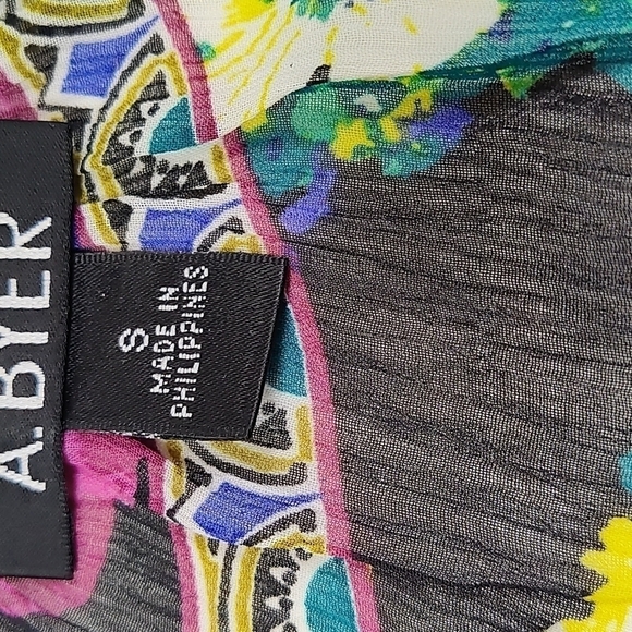 A. Byer Girls dress Size: S sheer multi color long waist.- - Picture 3 of 5